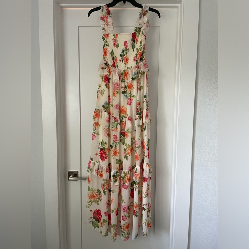 Baltic Born Floral Maxi Dress - Cream and Pink